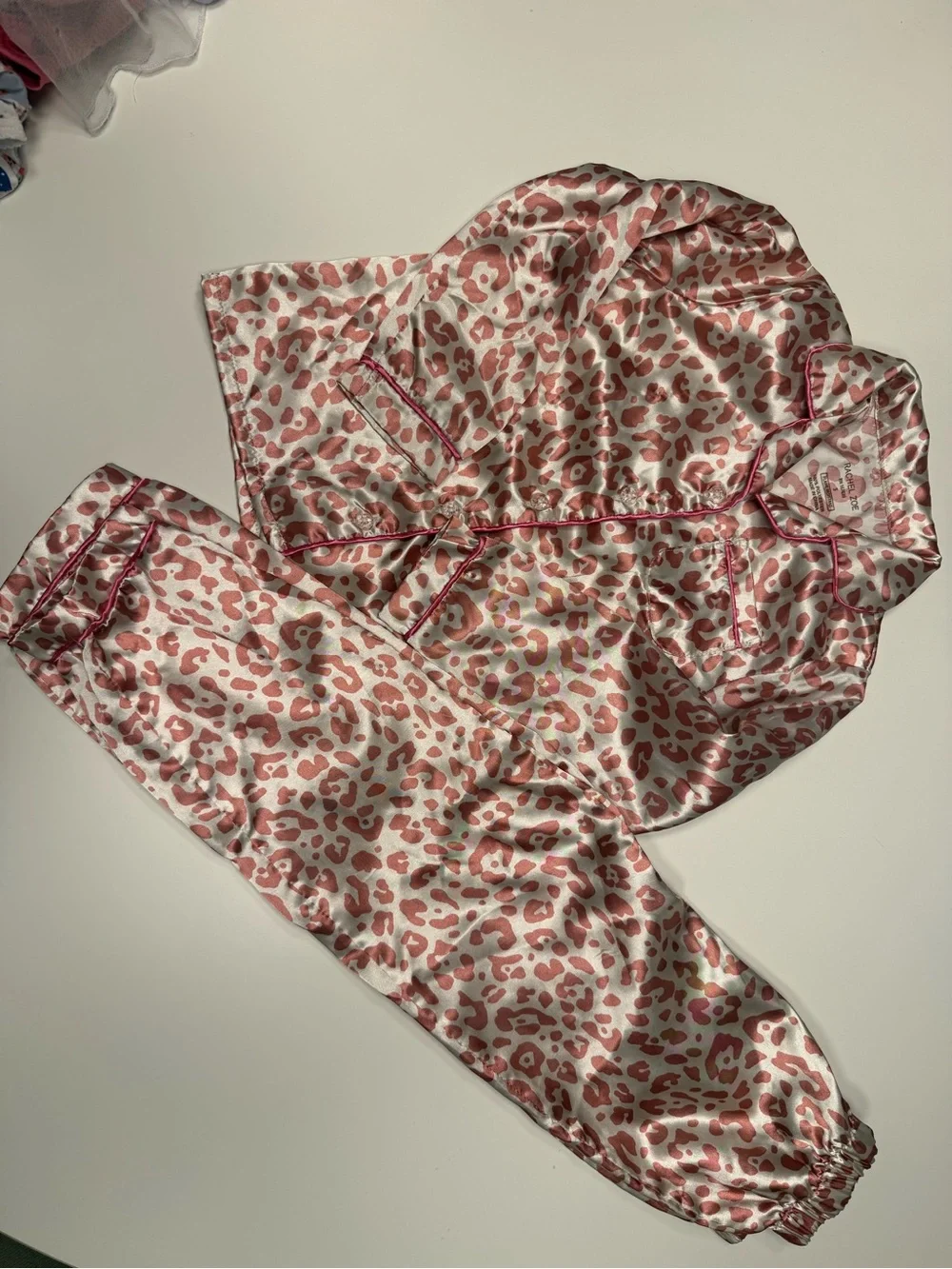 Rachel Zoe Pink Leopard Satin Loungewear Set